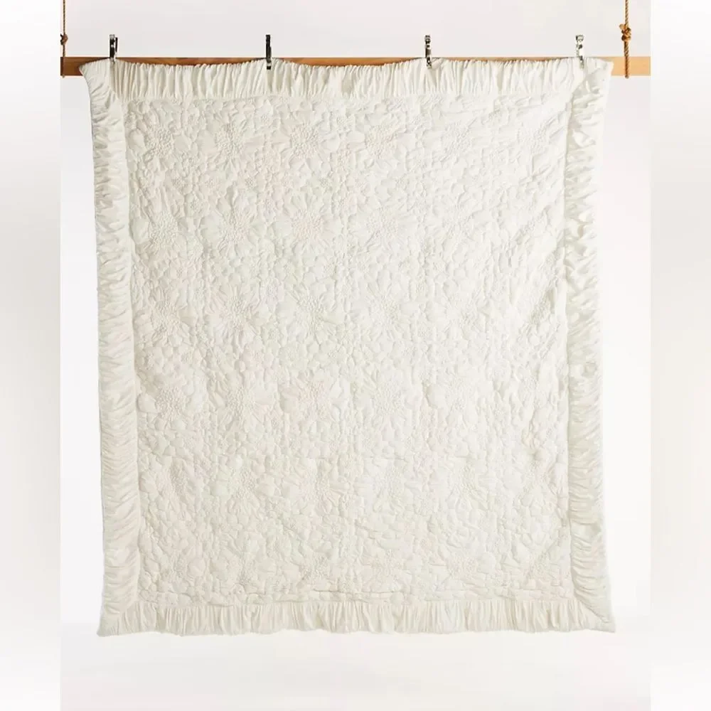 Anthropologie Dahlia Cotton Jersey Floral Quilt